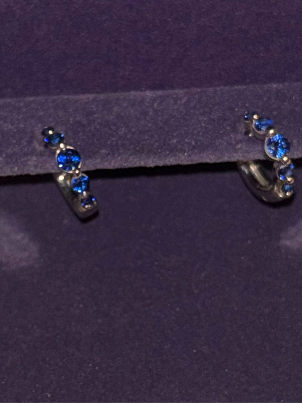 Sterling Silver Blue Sapphire Hoop Earrings - Women Jewelry